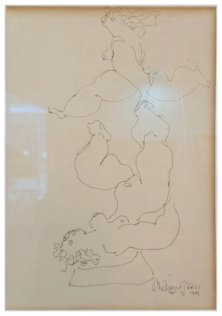 Chaim Gross - Study for Mother and Daughter (1949) - Pen and Ink - 1949 - VLAF Collection