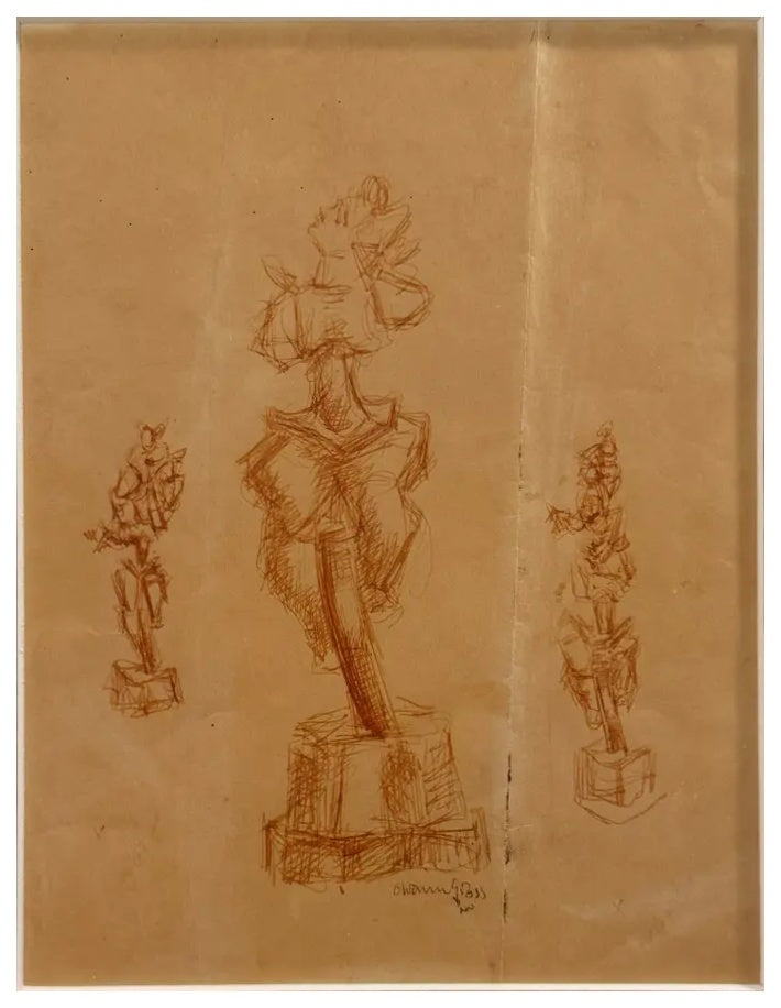 Chaim Gross - Study for Ballerina Sculpture - Pen and Ink - 1949 - VLAF Collection