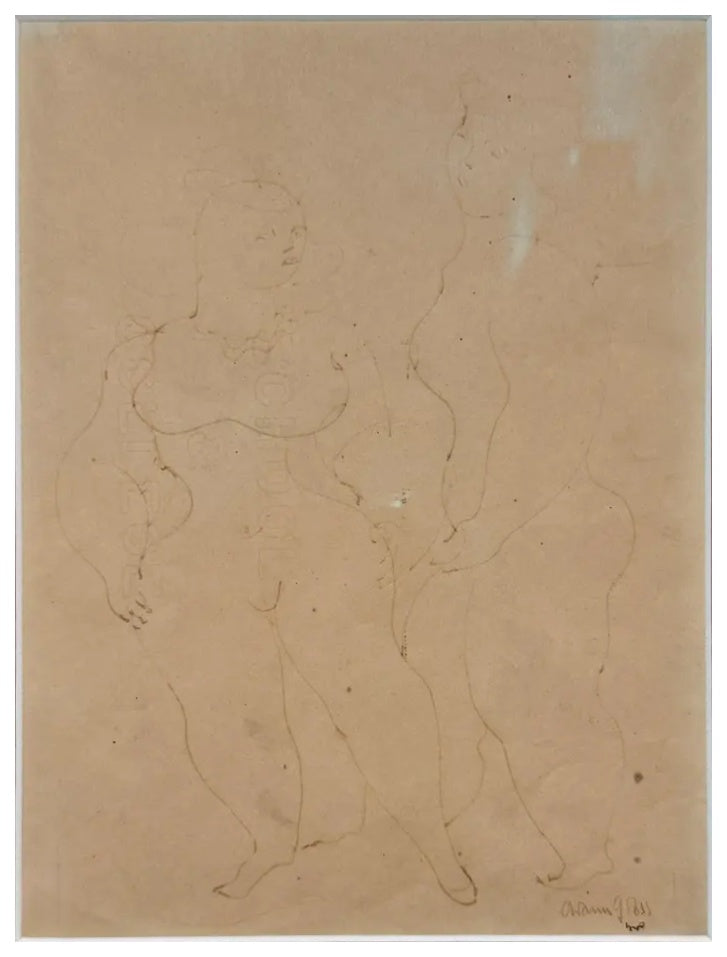 Chaim Gross - Study for Two figures (1949) - Pen and Ink - 1949 - VLAF Collection