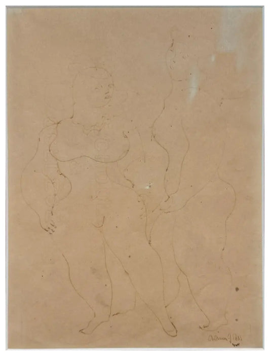 Chaim Gross - Study for Two figures (1949) - Pen and Ink - 1949 - VLAF Collection