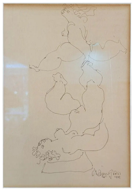 Chaim Gross - Study for Mother and Daughter (1949) - Pen and Ink - 1949 - VLAF Collection