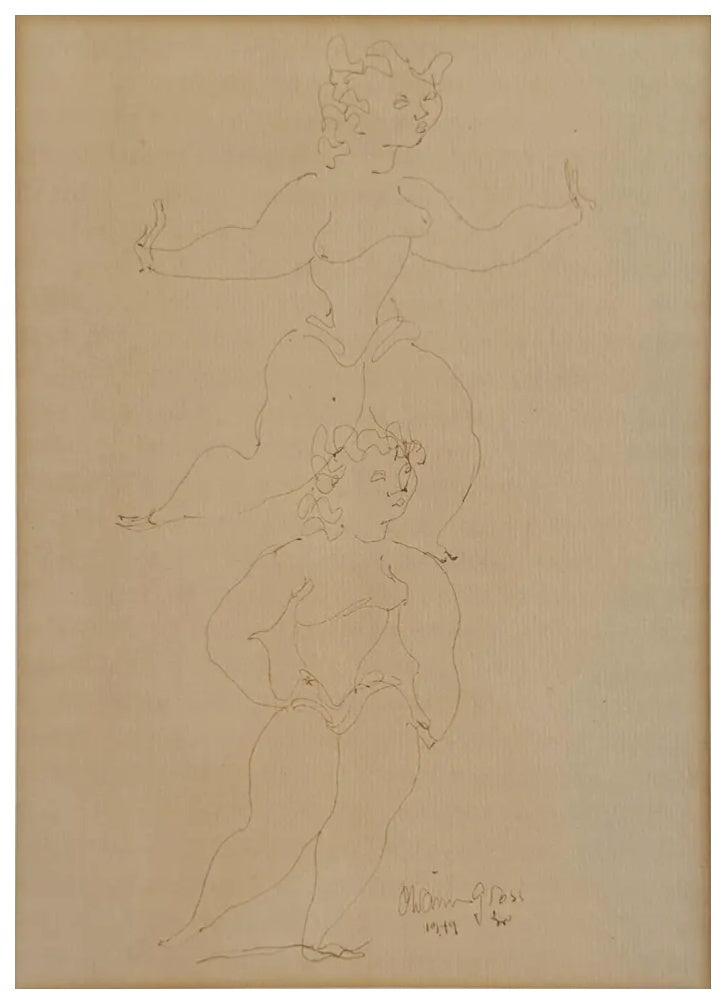 Chaim Gross - Additional Study for Two Acrobats (1949) - Pen and Ink - 1949 - VLAF Collection